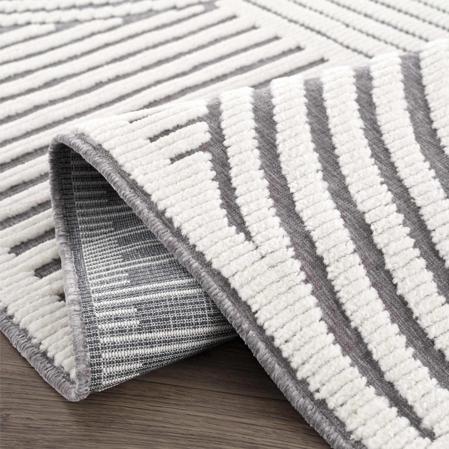Deron Gray Rainbow Washable Rug