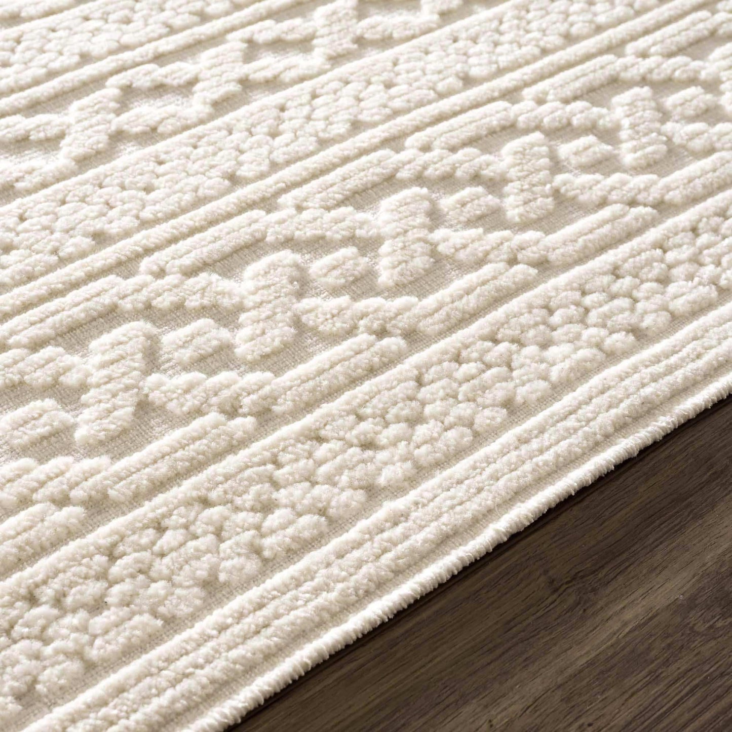 Fadey White 3D Washable Rug