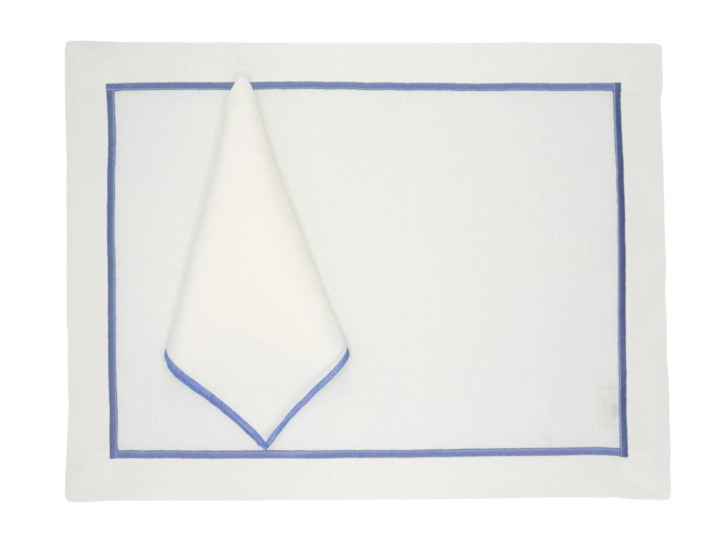 Linen Placemats With Blue Borders, Set of 4