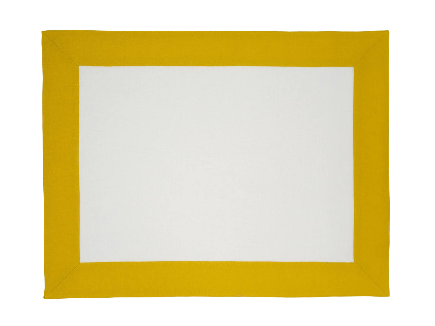 Linen Placemats With Mustard Borders, Set of 4