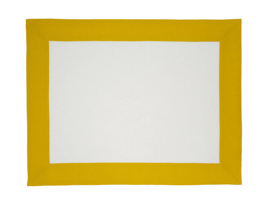 Linen Placemats With Mustard Borders, Set of 4