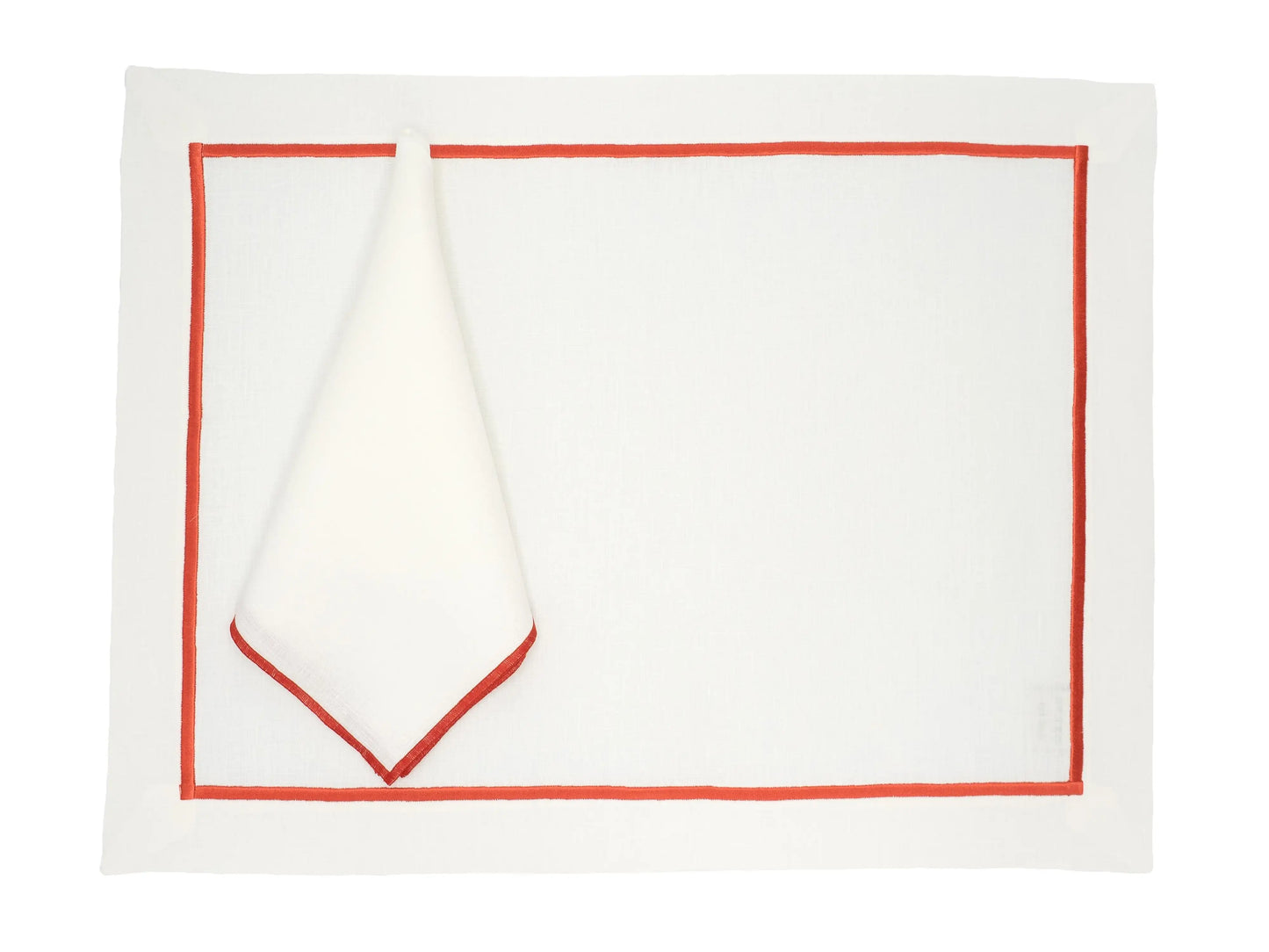 Linen Placemats With Red Borders, Set of 4
