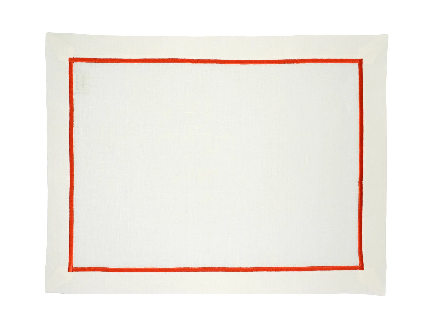 Linen Placemats With Red Borders, Set of 4