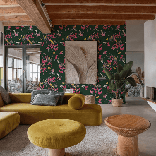 Floral Loquat Wallpaper, green