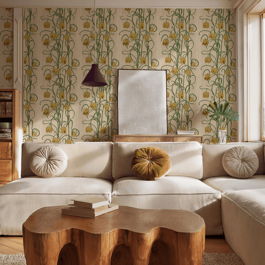 Campanas Wallpaper, tan and ocher