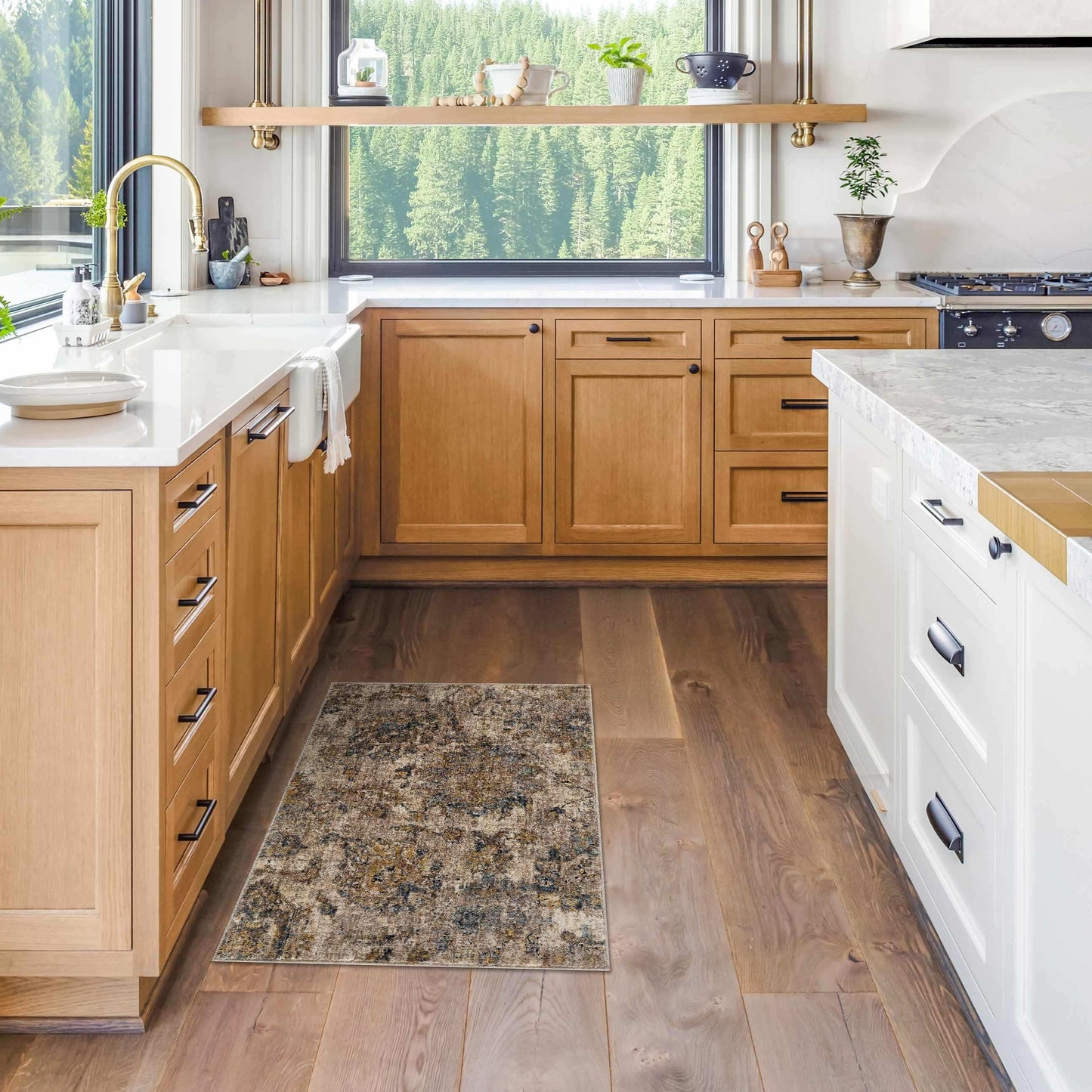 Morinville Teal Floral Rug