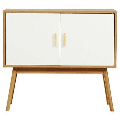 Mid-Century Modern Console Table Storage Cabinet with Solid Wood Legs