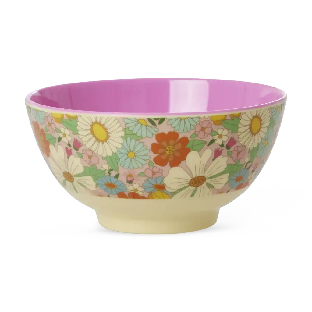 Medium Melamine Bowl - Flower Power Print - 23.7oz