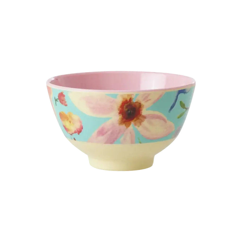 Small Melamine Bowl - Mint Selma Flower Print