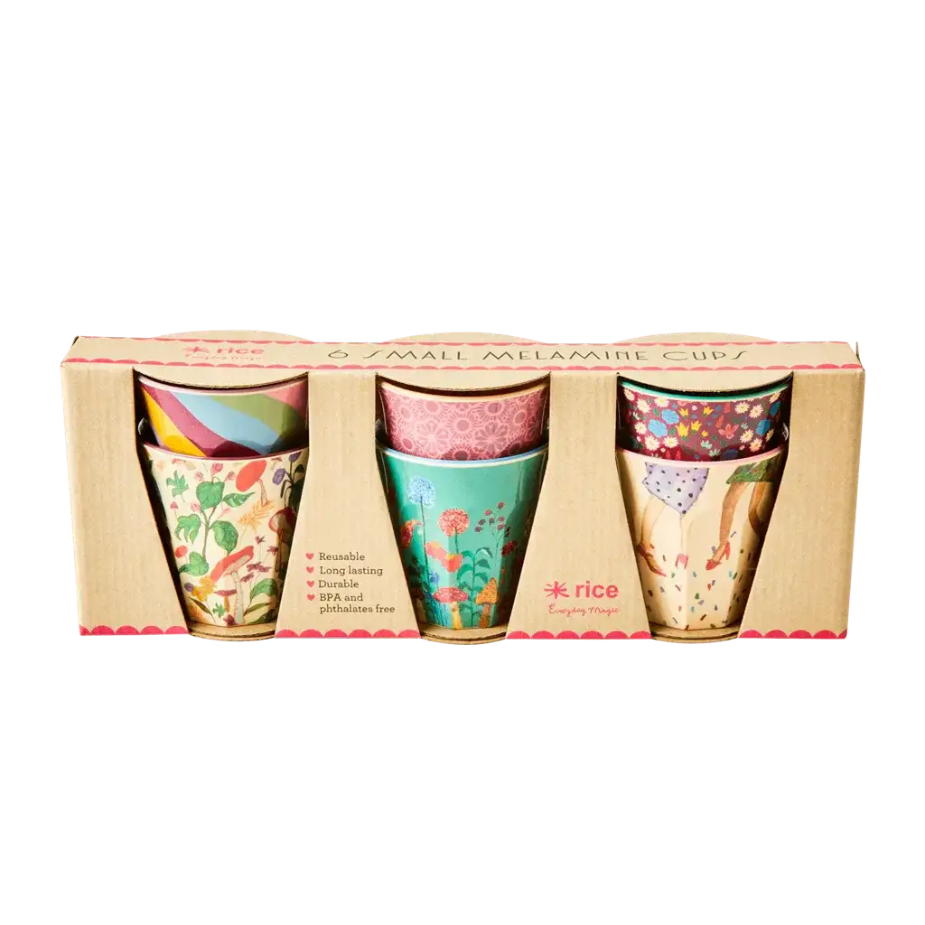 Melamine Cups 'DANCE IT OUT' Prints - Small - 6 pcs. in Gift Box