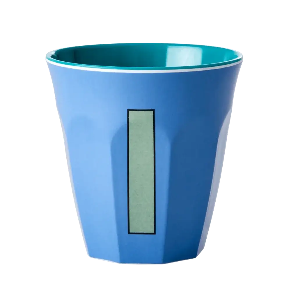 Melamine Cup - Medium with Alphabet in Bluish Colors | Letter I