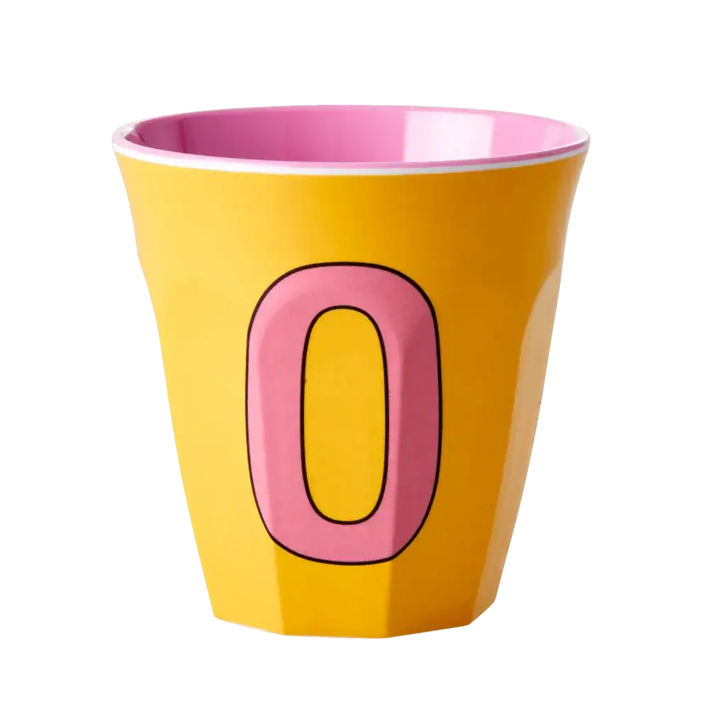Melamine Cup - Medium with Alphabet in Pinkish Colors | Letter O