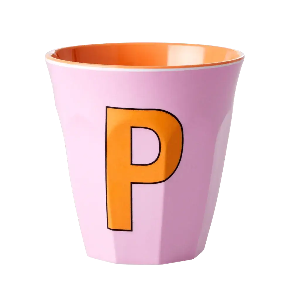 Melamine Cup - Medium with Alphabet in Pinkish Colors | Letter P