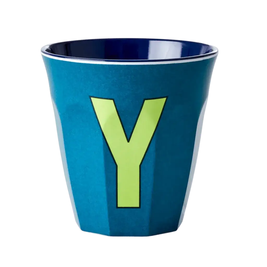 Melamine Cup - Medium with Alphabet in Bluish Colors | Letter Y