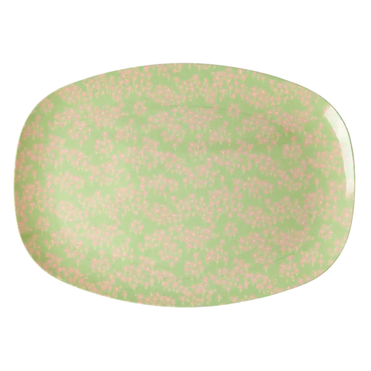 Melamine Rectangular Plate | Pink Flower Field Print