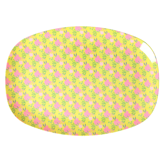 Medium Melamine Rectangular Plate - Yellow - Sunny Days Print
