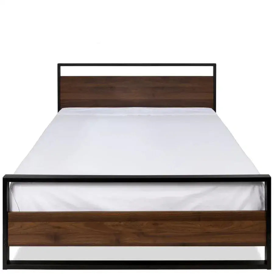 Modern FarmHome Queen Low Profile Metal Wood Platform Bed