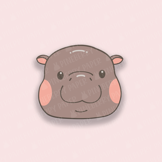 Moo Deng Face Pigmy Hippo Vinyl Sticker