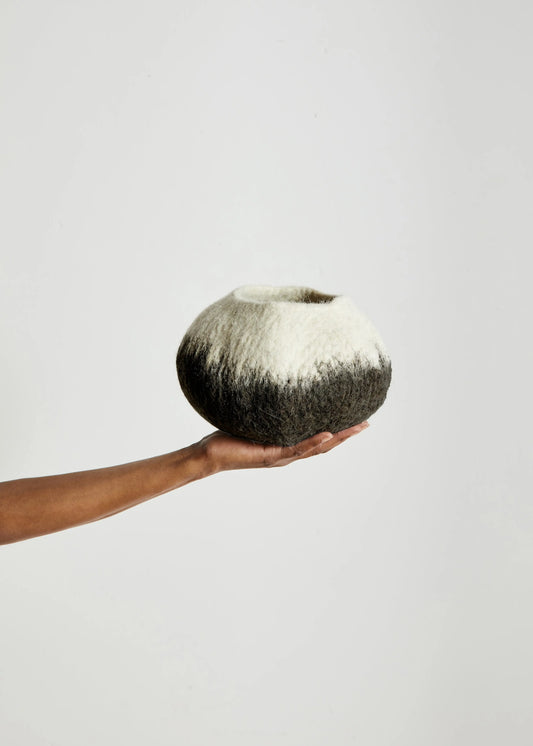 Midnight Ombre Hand-Felted Wool Decorative Ukhamba Bowl