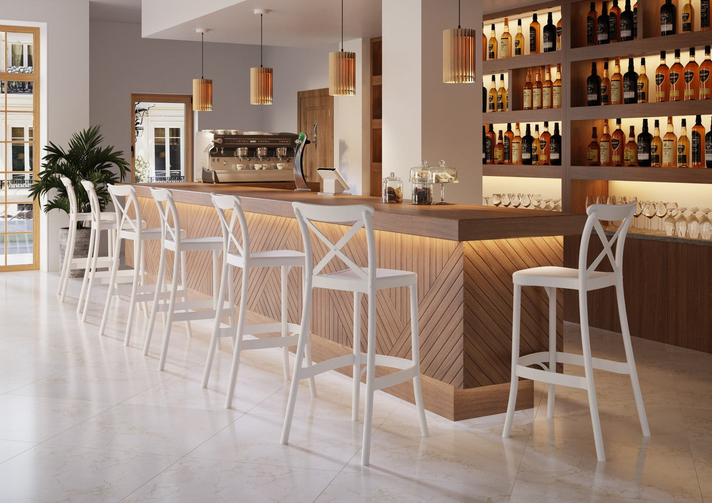 Outdoor Bar Stool Crossback 30" - Set of 4 - Milan