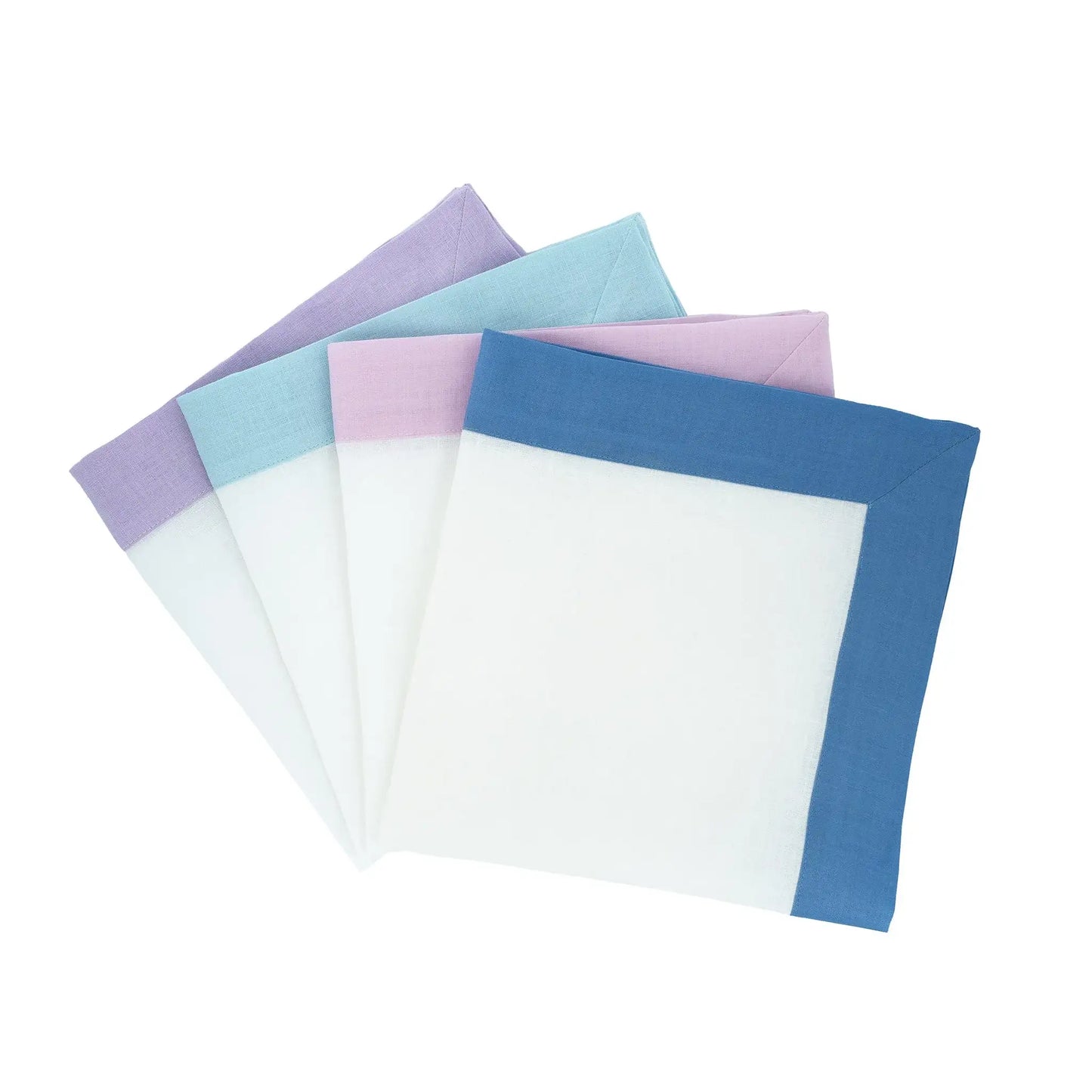 Mint Linen Napkins with Green Double-Sided Borders, Set of 4 / ChouChou Touch