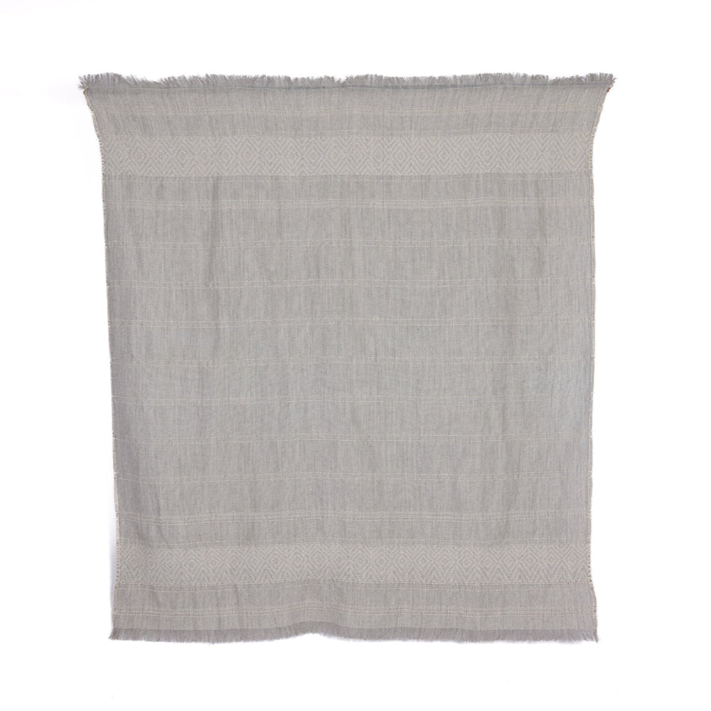 Handloomed Superfine Alpaca Throw Blanket | Gray & Ivory CloudHaven | Allira Collection