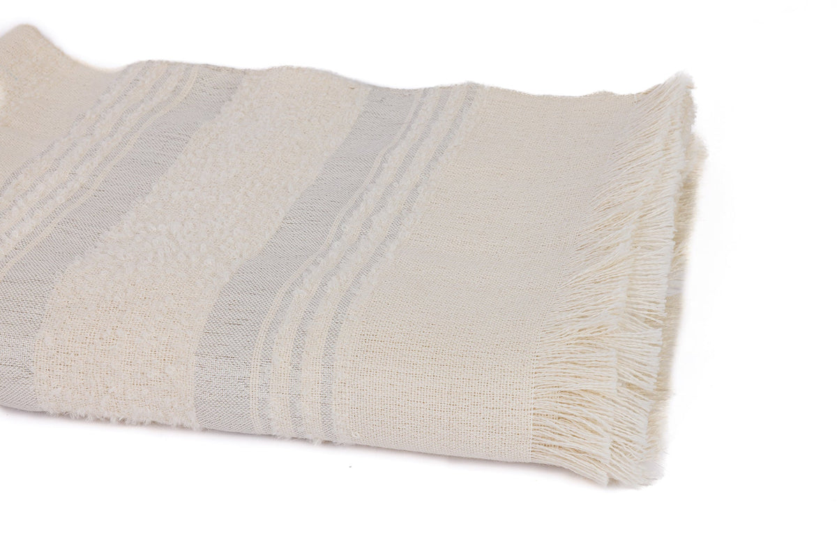 Handloomed Superfine Alpaca Throw Blanket | Silver & Ivory Moon Mist | Allira Collection