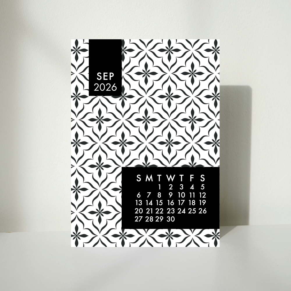 Mod Black 2026 Calendar