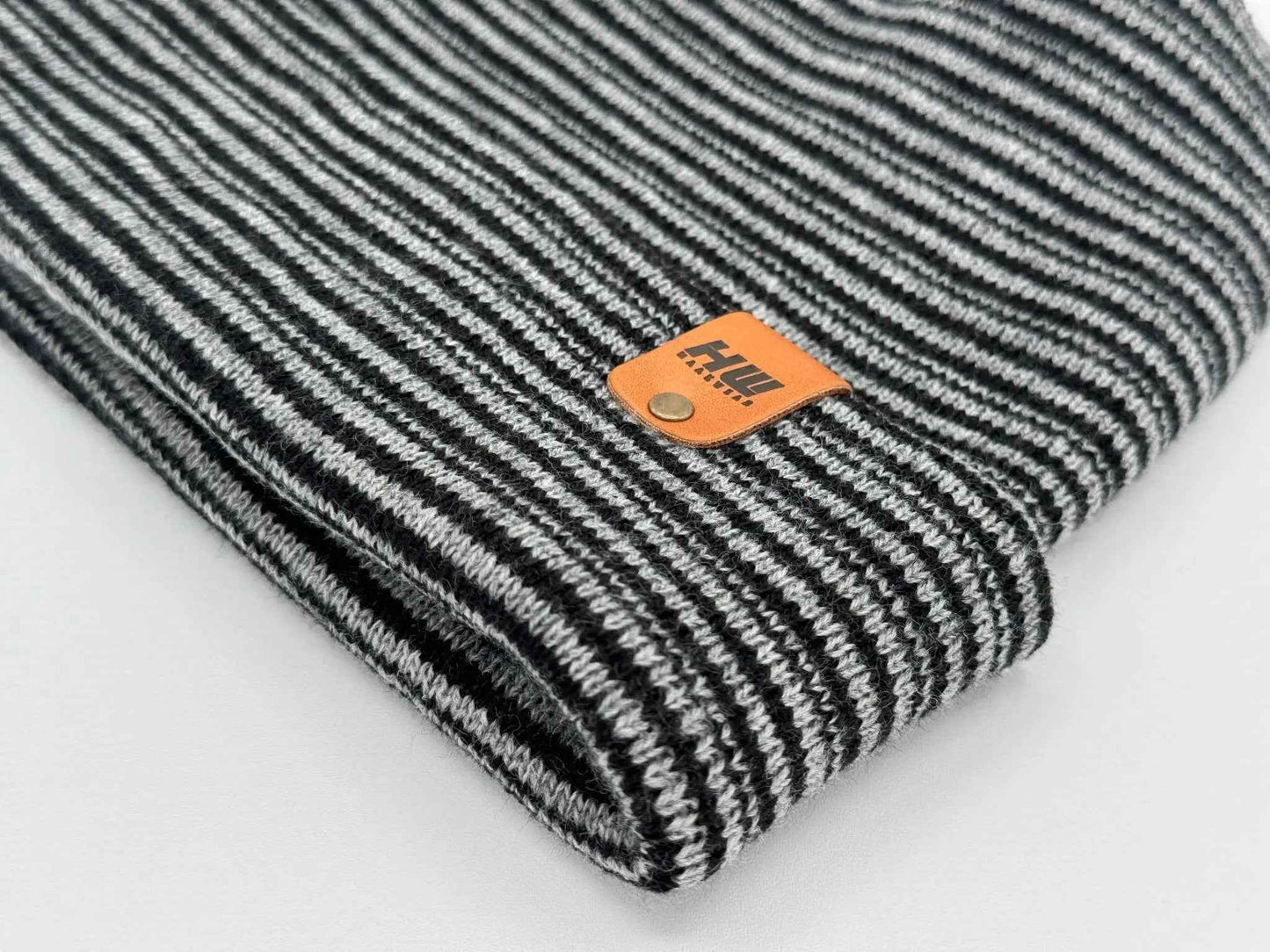 HAAKWEAR H-Stitch™ Contrast Cuffed Beanie – Black/Gray | Made in USA | Trending Ski & Snowboard Beanie