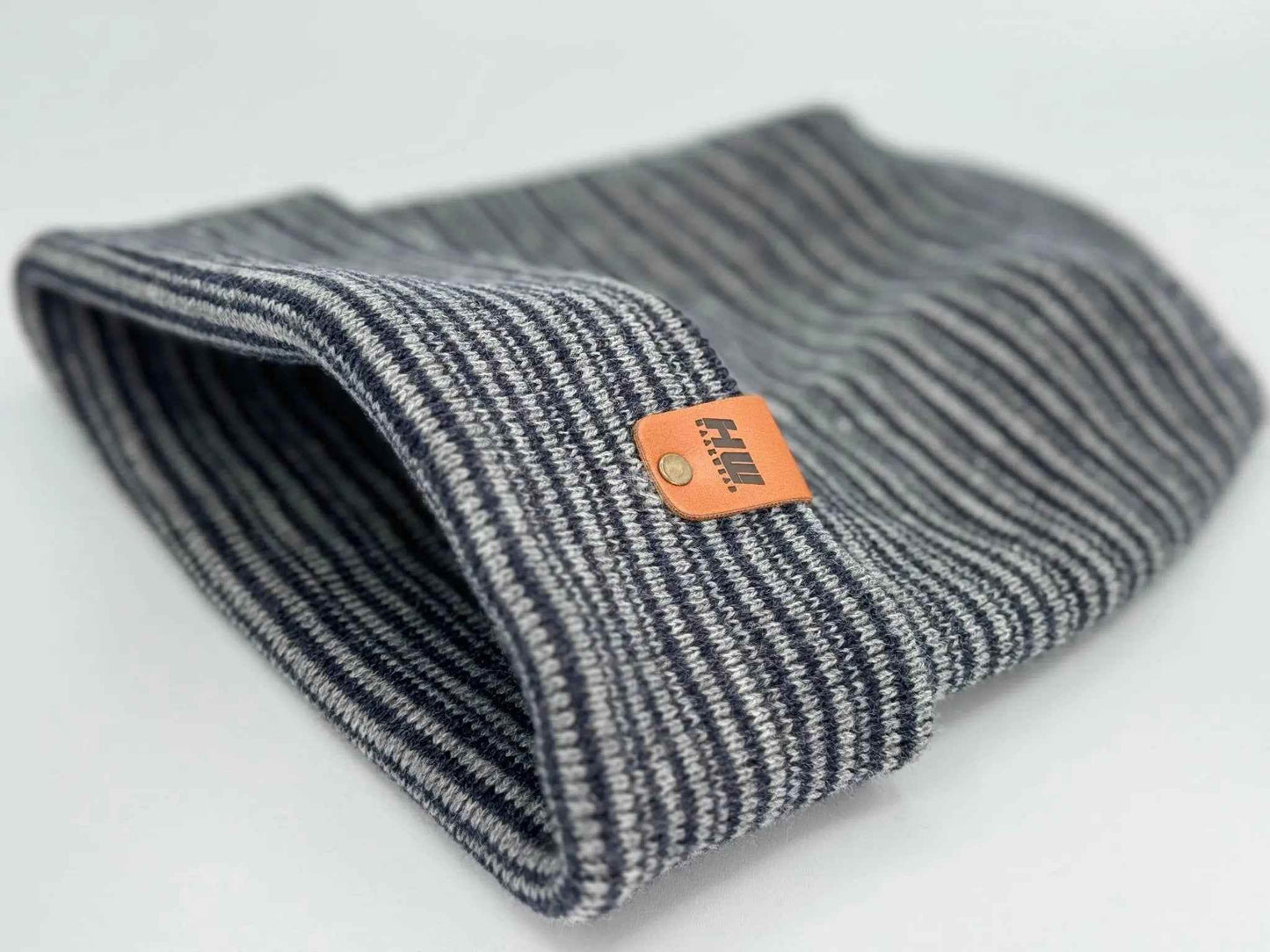 HAAKWEAR H-Stitch Contrast Cuffed Beanie – Gray/Denim | Made in USA | viral Ski & Snowboard Beanie