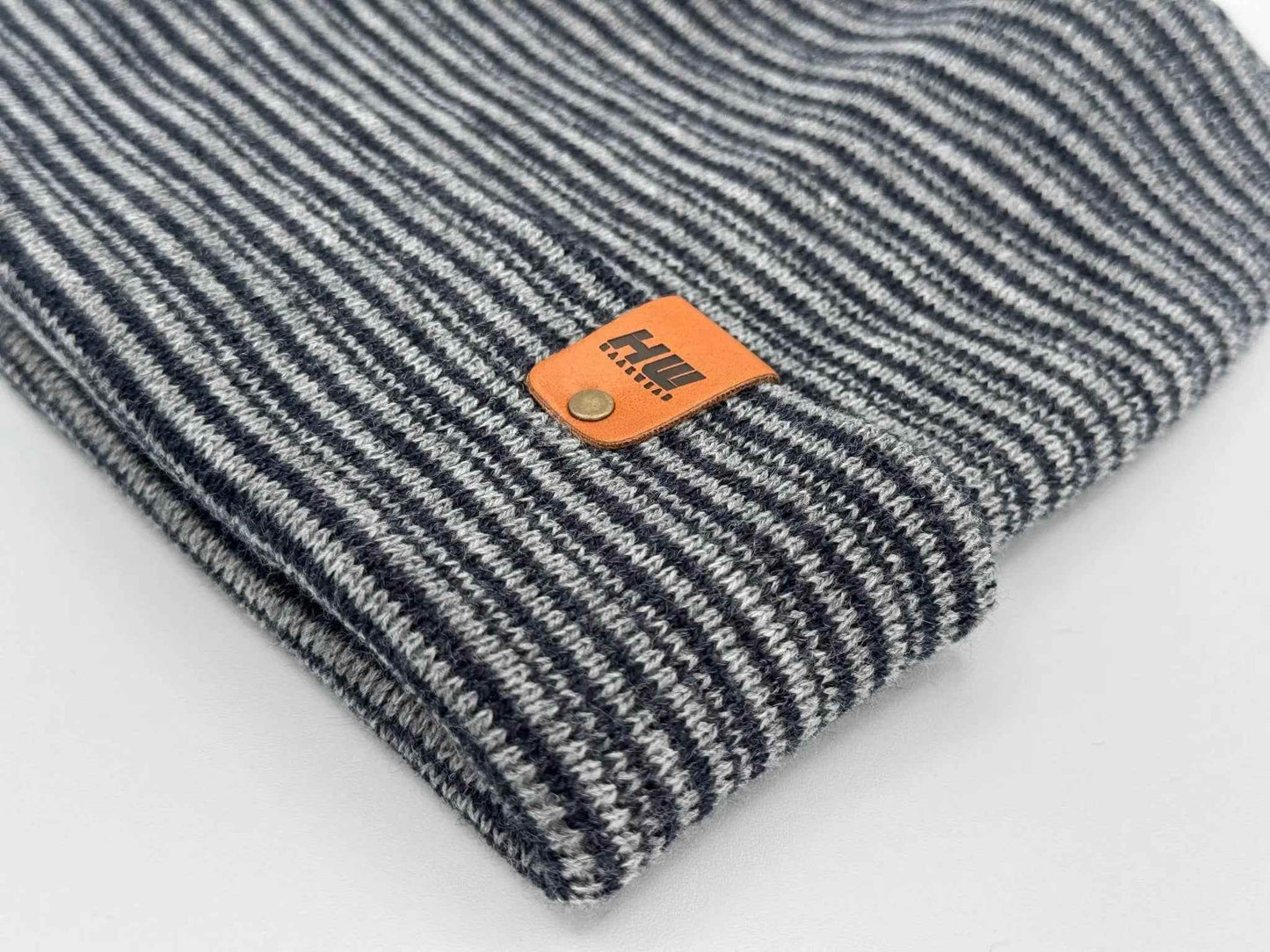 HAAKWEAR H-Stitch Contrast Cuffed Beanie – Gray/Denim | Made in USA | viral Ski & Snowboard Beanie