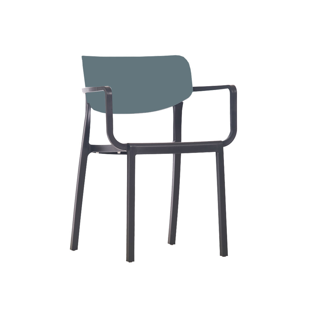 Patio Dining Armchair - Stackable - Set of 4 - Black/Light Blue