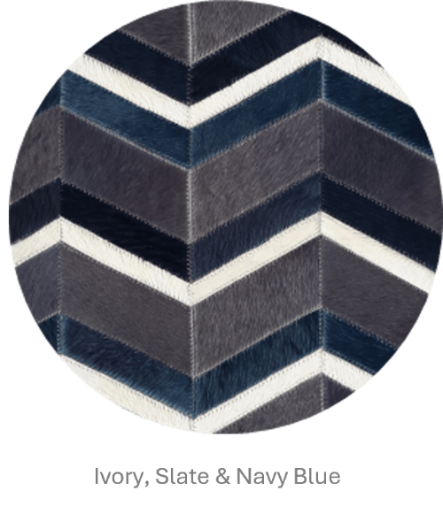 MULTI HERRINGBONE – Chevron Patchwork Cowhide Rug