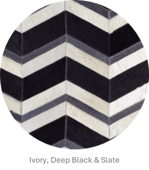 MULTI HERRINGBONE – Chevron Patchwork Cowhide Rug