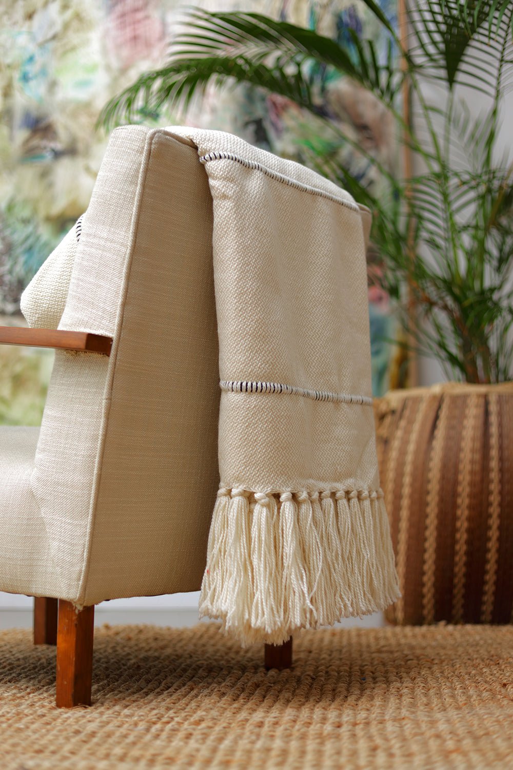 Brown Multi Striped Throw