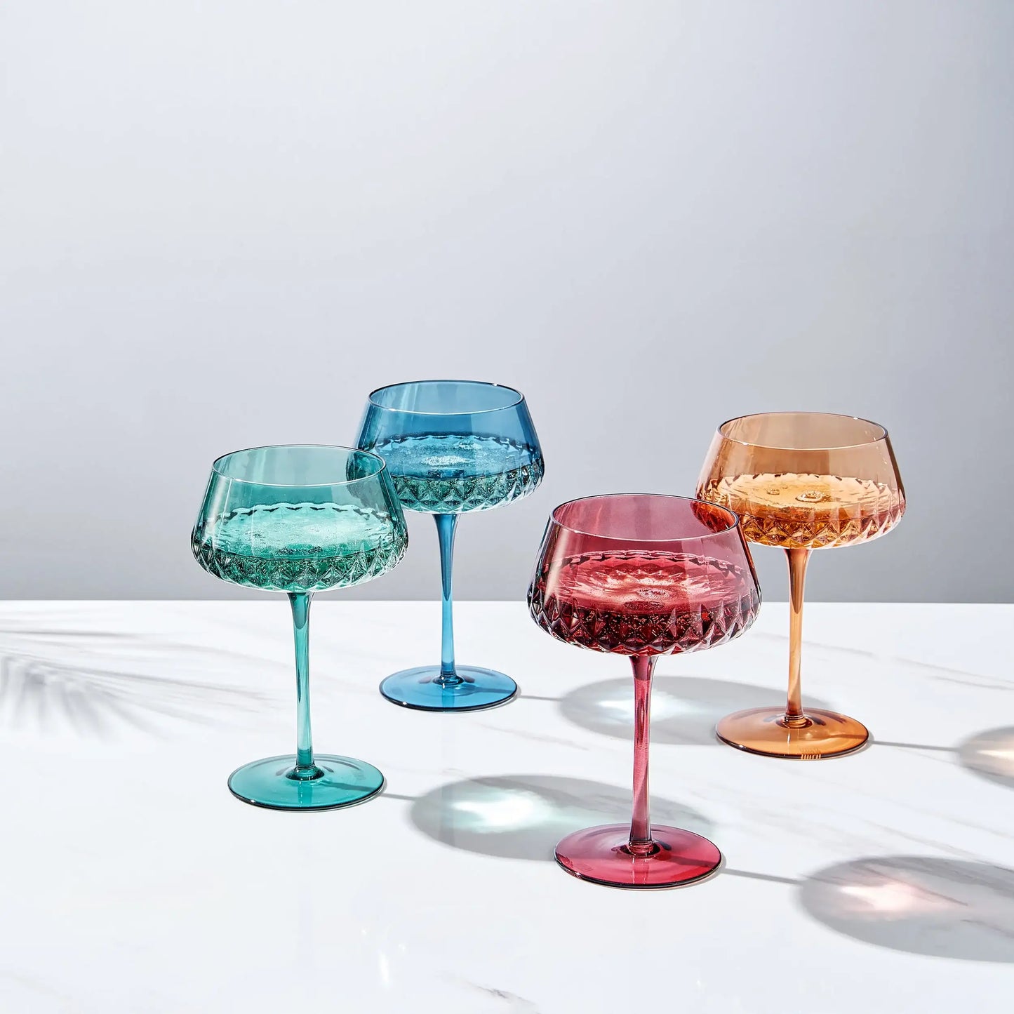 Tonal Crystal Champagne Coupe Cocktail Glassware, Set of 4