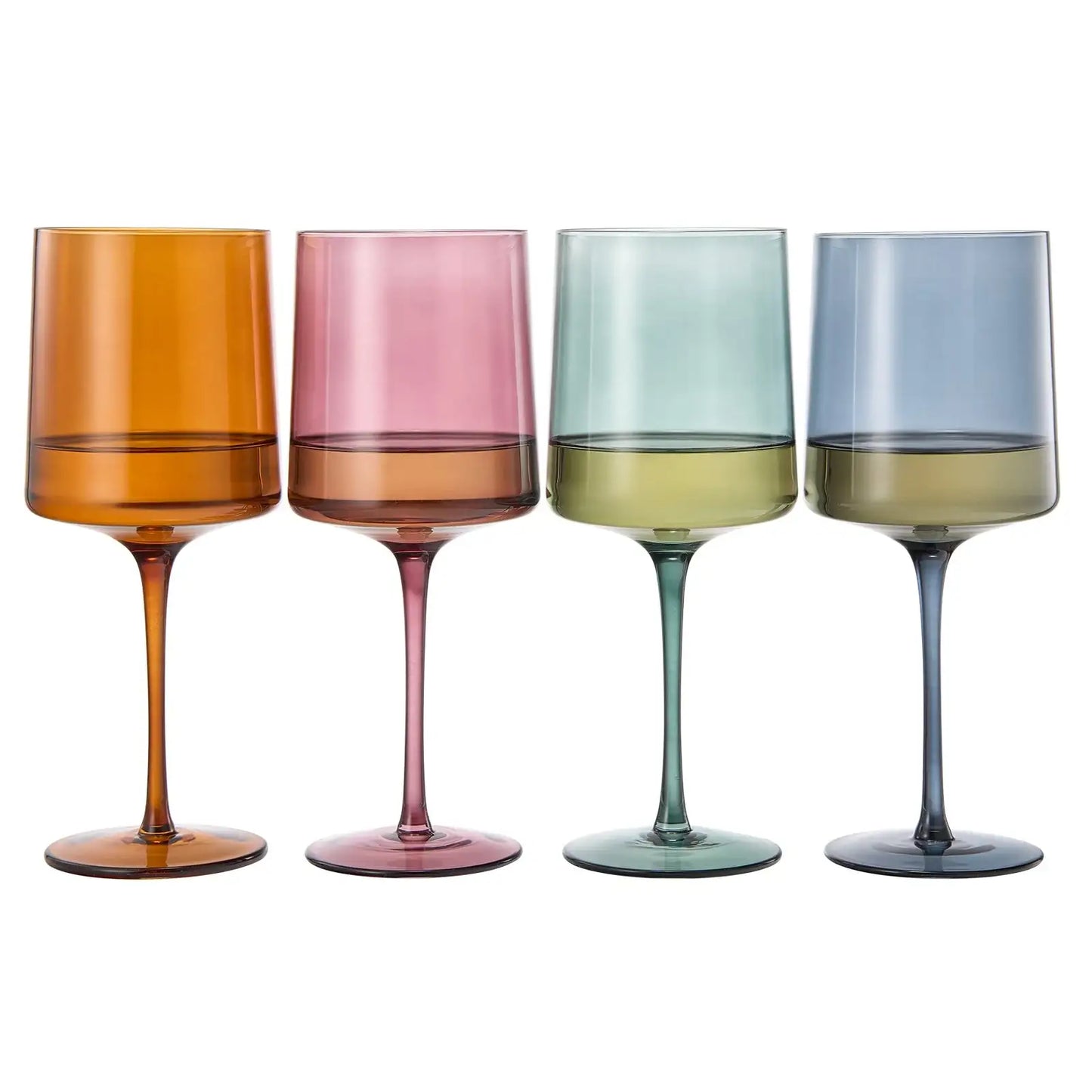 Tonal Square Stemmed Wine Glassware, Set of 4