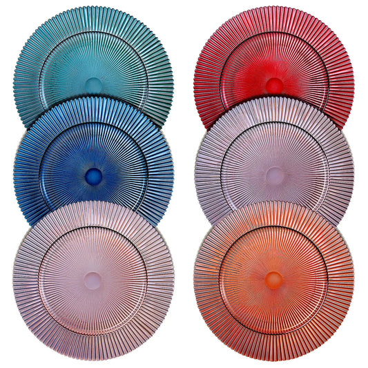 Tonal Ribbed Glass Plate, Set of 6