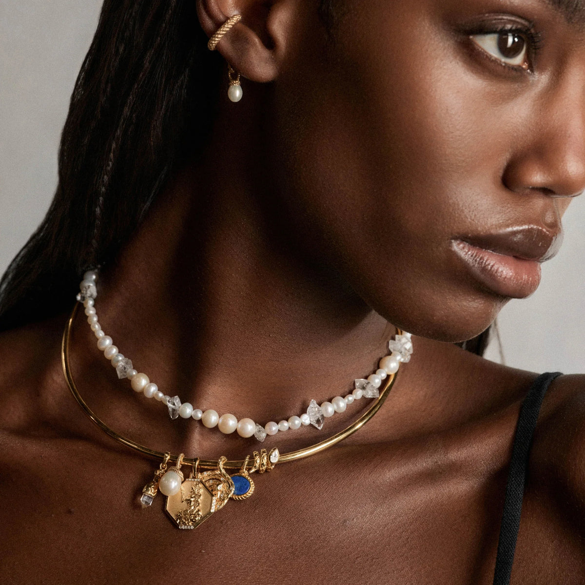 Pearl & Raw Crystal Necklace