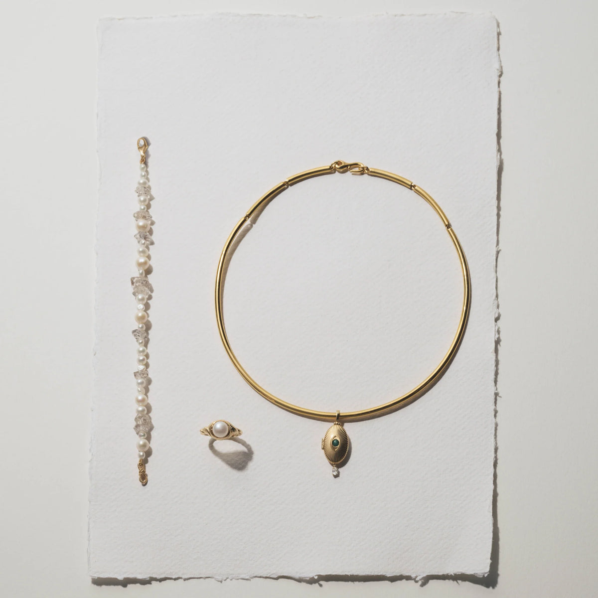 Pearl & Raw Crystal Bracelet