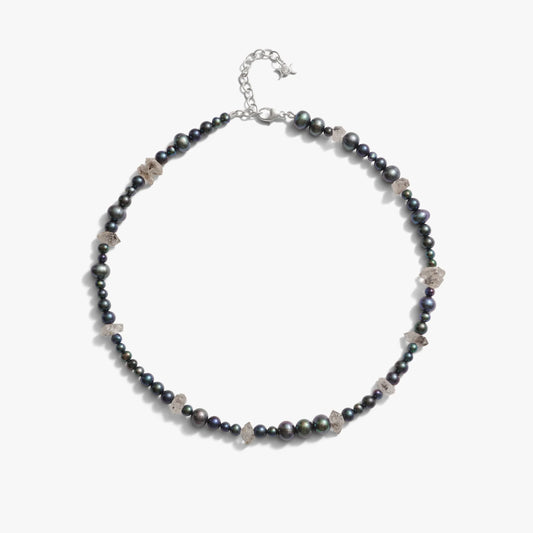 Pearl & Raw Crystal Necklace