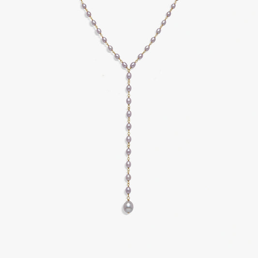 Damselfly Drop Pearl Lariat