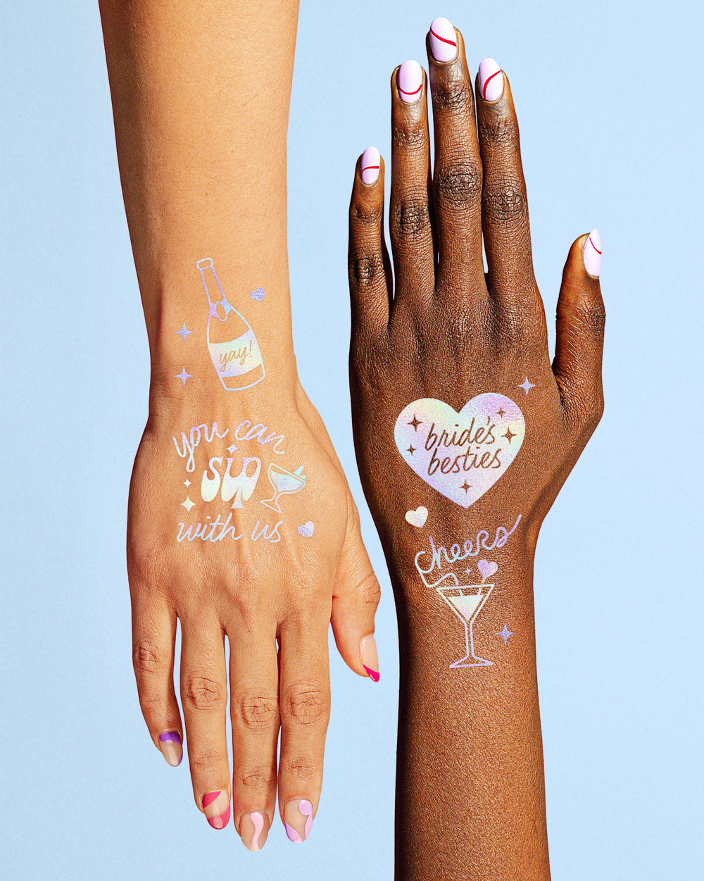Bride's Besties Tats - 50 foil temporary tattoos