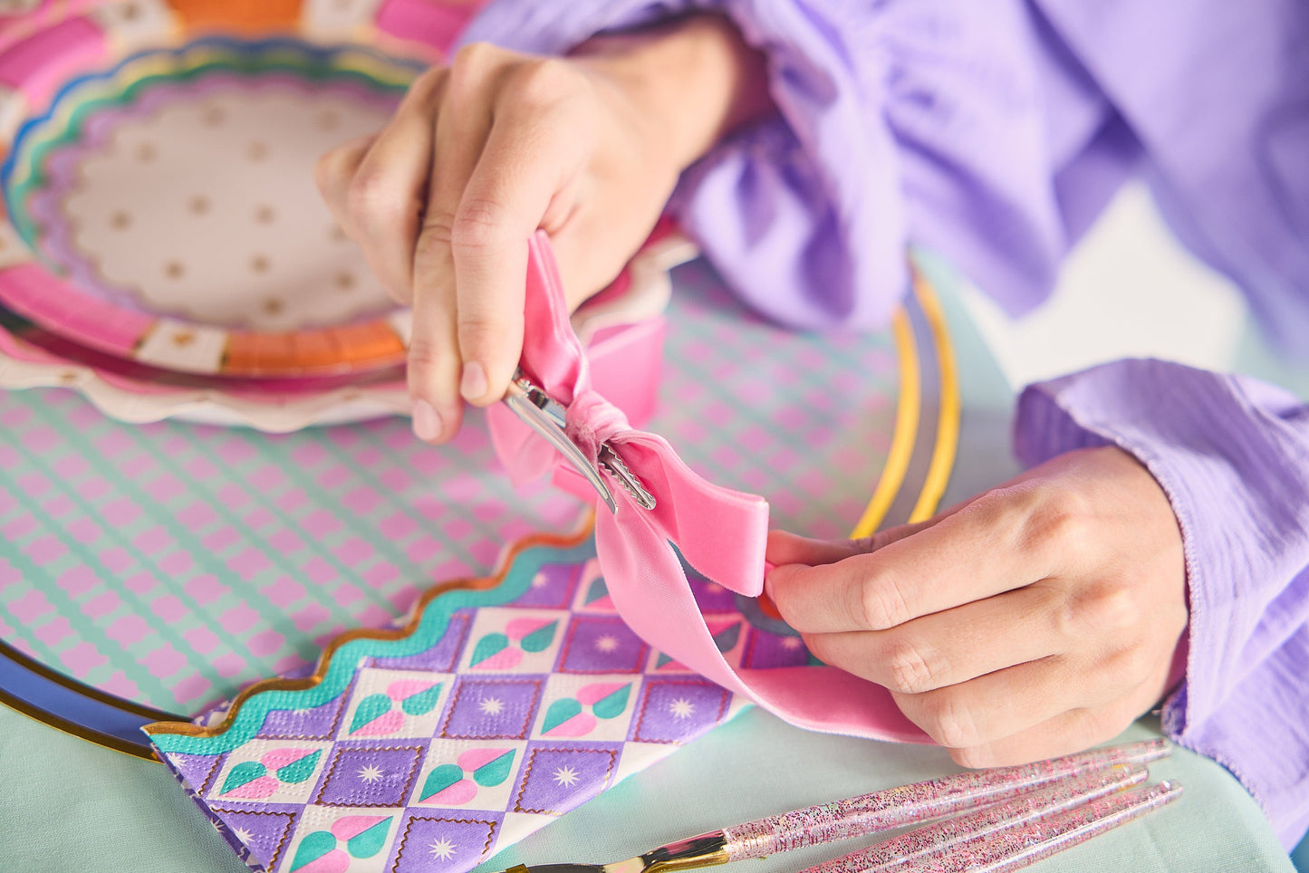 Multicolor Ric Rac Clip-On Bow Set (5 count)
