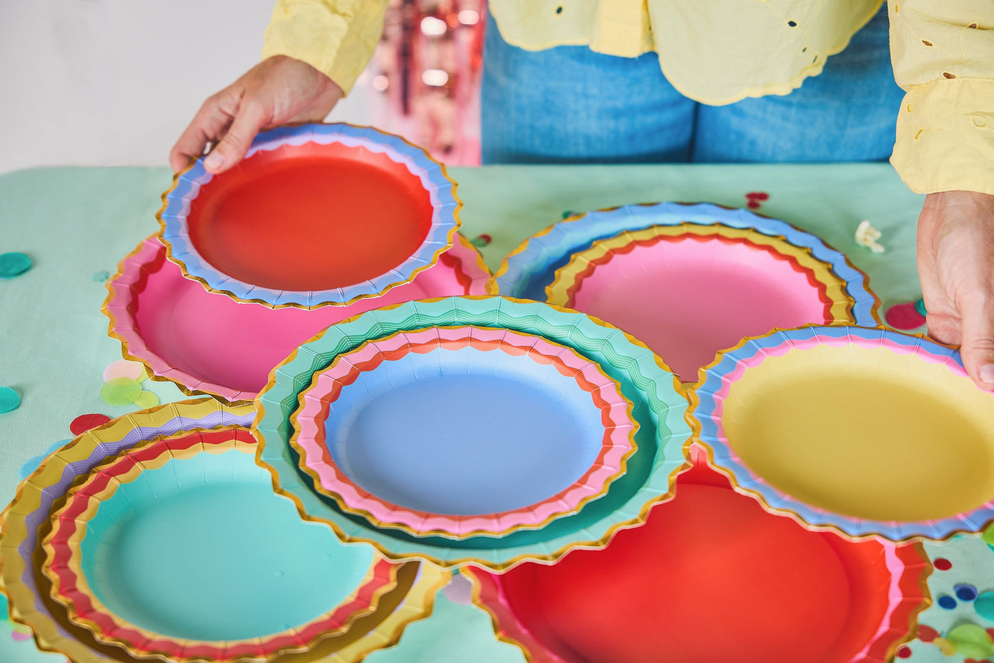 Rainbow Ric Rac Assorted Dinner Plates (10 count)