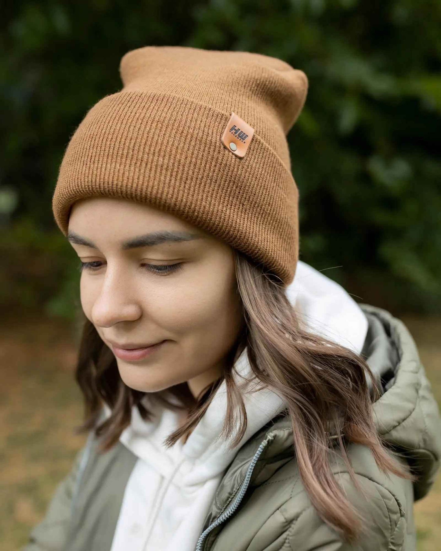 HAAKWEAR H-Stitch Cuffed Beanie - Patented Design, Made in USA - Camel Brown