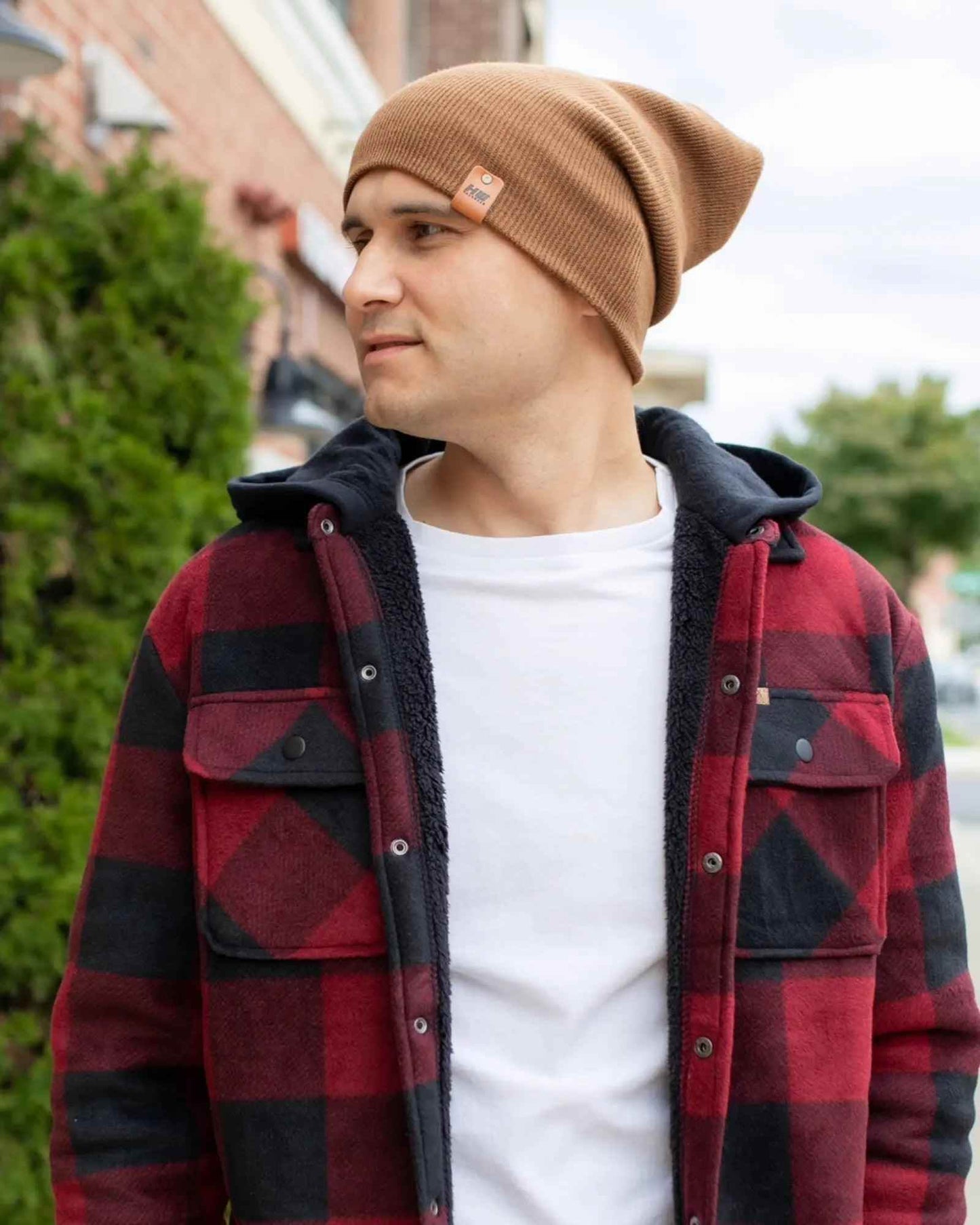 HAAKWEAR H-Stitch Cuffed Beanie - Patented Design, Made in USA - Camel Brown