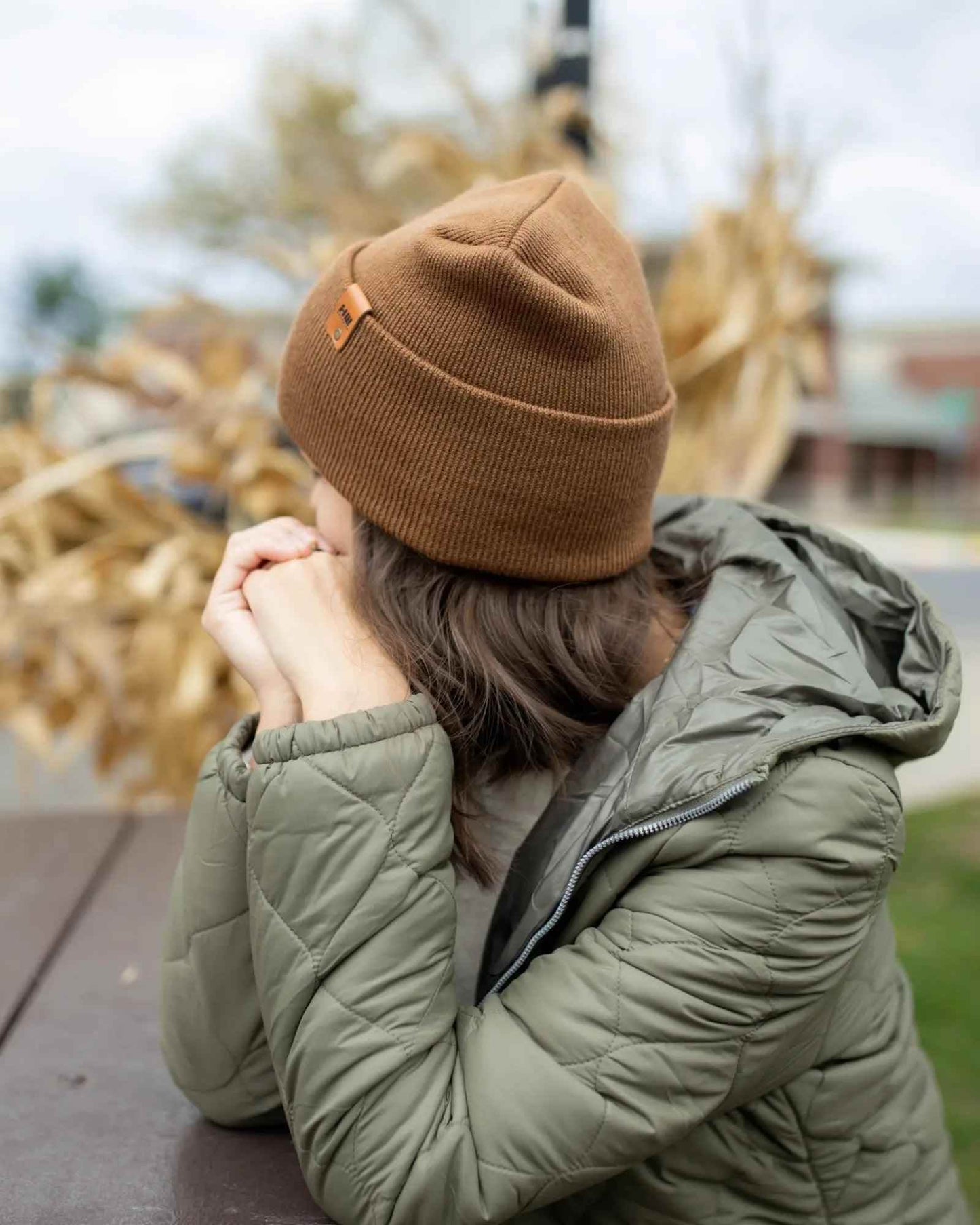 HAAKWEAR H-Stitch Cuffed Beanie - Patented Design, Made in USA - Camel Brown