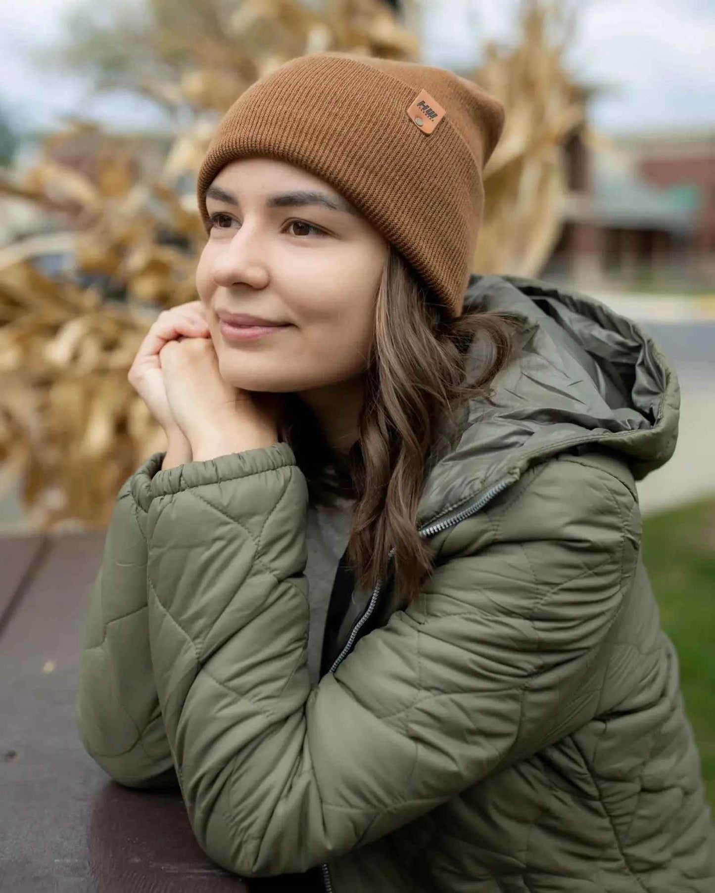 HAAKWEAR H-Stitch Cuffed Beanie - Patented Design, Made in USA - Camel Brown