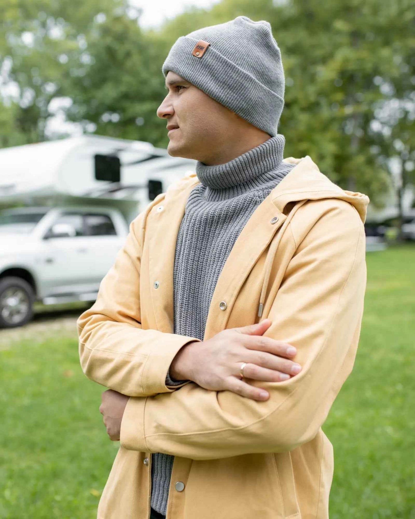 HAAKWEAR H-Stitch Cuffed Beanie - NEW Designed and Made in USA (Patented) - Koala Gray